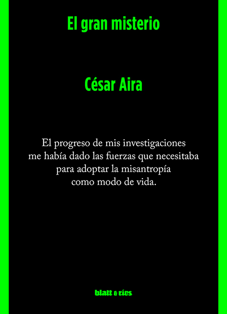 Cubierta de El gran misterio, de César Aira