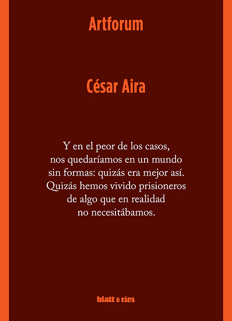 Cubierta de Artforum, de César Aira