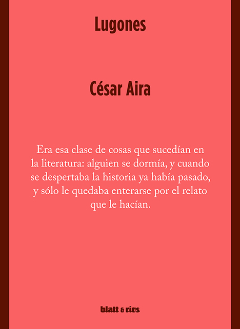 Cubierta de Lugones, de César Aira